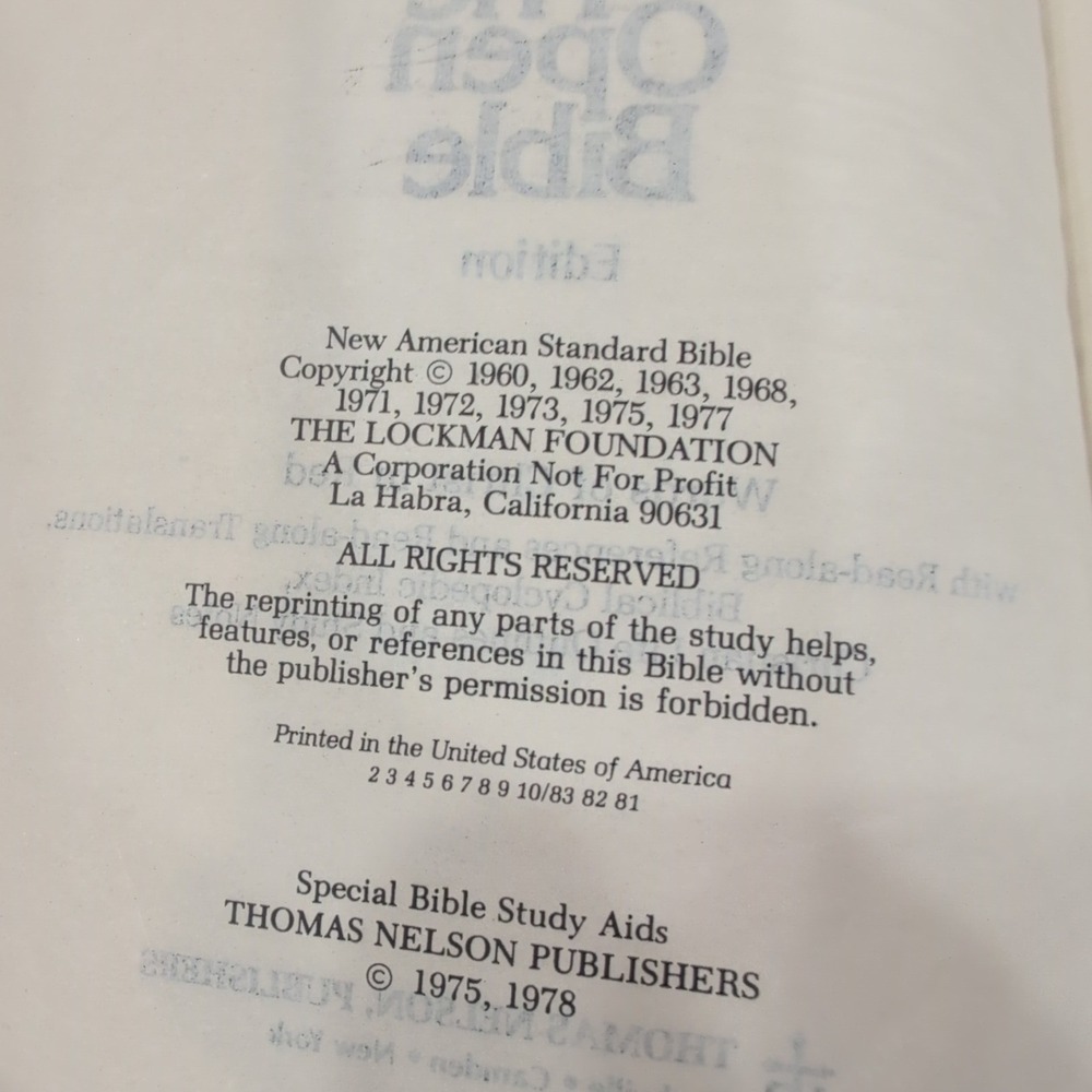 Thomas Nelson NASB The Open Bible Edition Black Leather Red Letter 947 Vintage - Picture 5 of 12